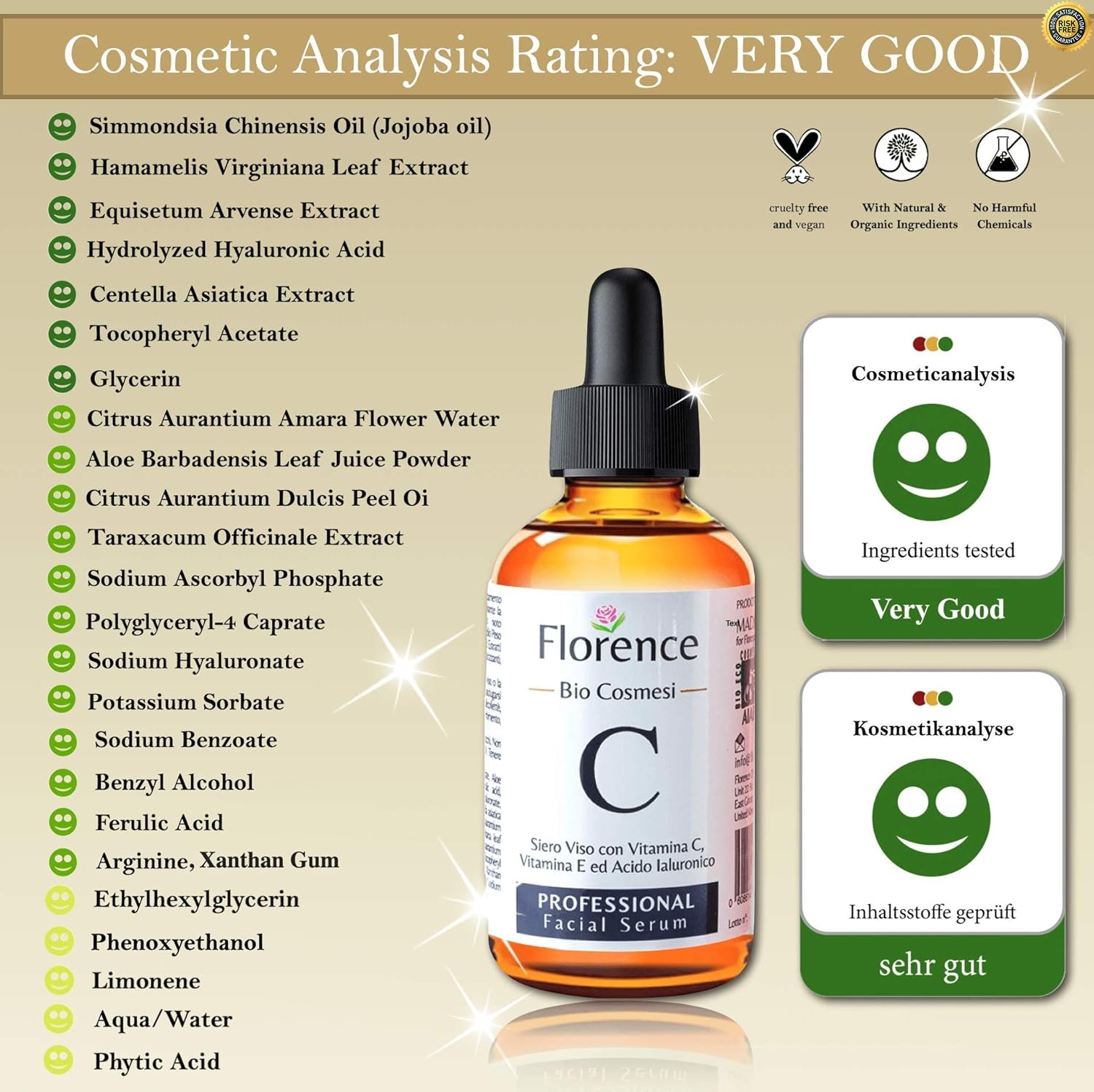60ml Bio Sérum Facial con Vitamina C, E, Ácido Hialurónico puro 100% or